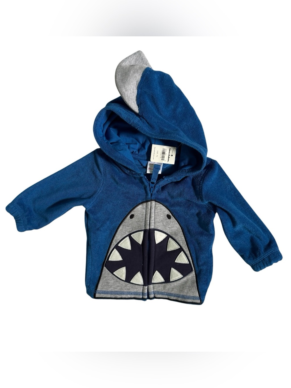 Hanna Andersson Baby Sunsoft Terry Shark Hoodie Size 6-12M Blue Swim Cover up